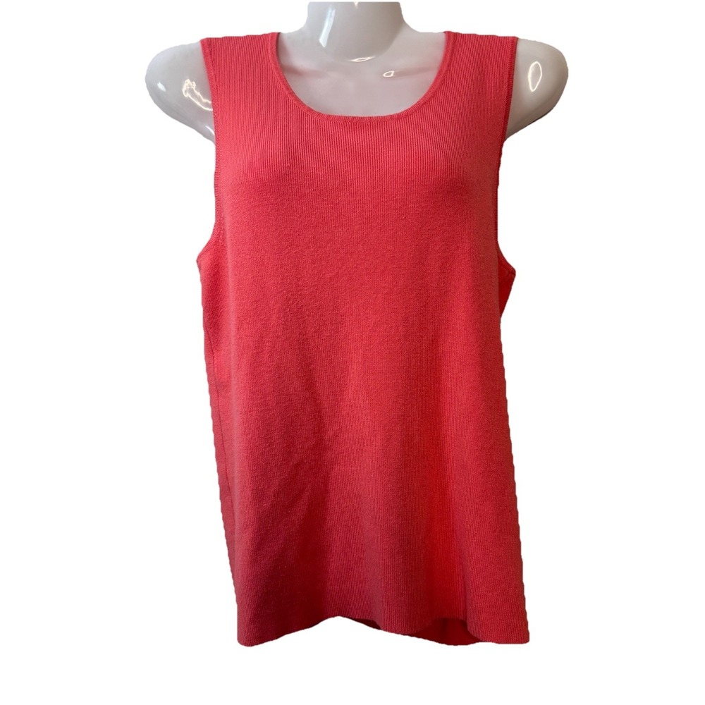 Leo n Nicole Ribbed Knot Top Womens Size Petite L Pink Sleeveless Scoop Neckline